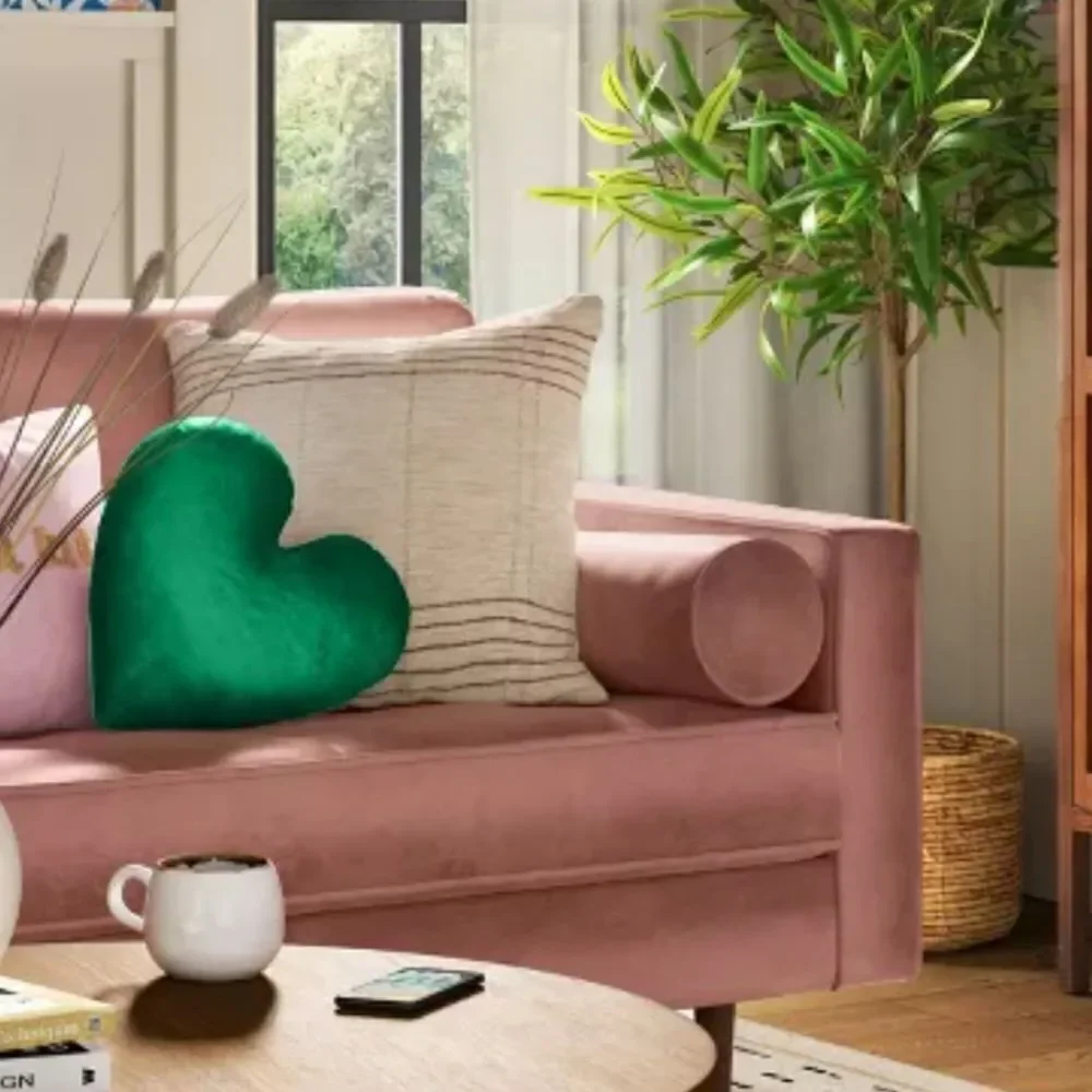 GREEN Reversible Velvet Heart Throw Pillow - Opalhouse
